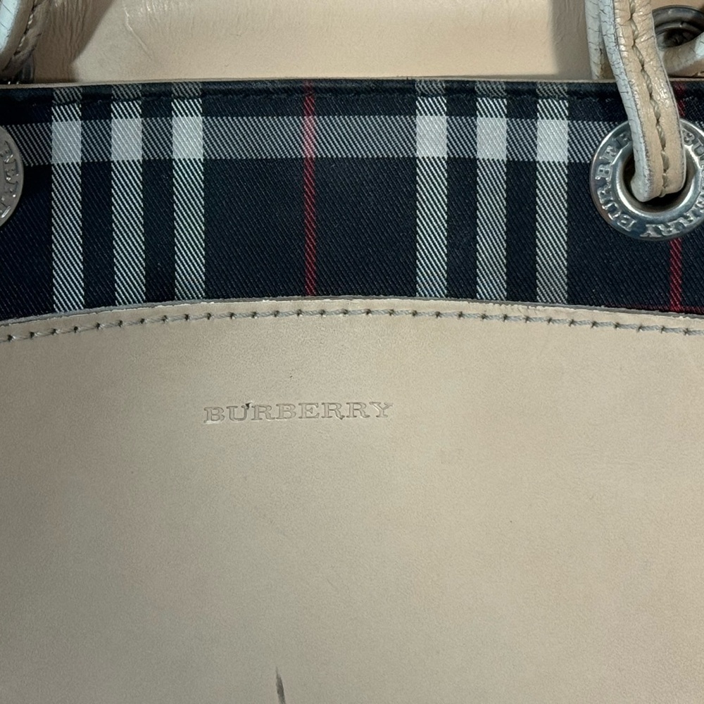 Burberry Black Canvas Vintage Check & Leather Tote Shoulder Handbag Purse Italy - Picture 4 of 14